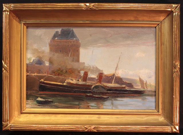 Farquhar M Knowles Boat at Harbour Framed Final